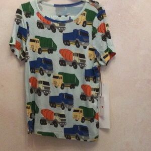 Kids Short Sleeve Truck Print Tee - Blue/Green/Yellow